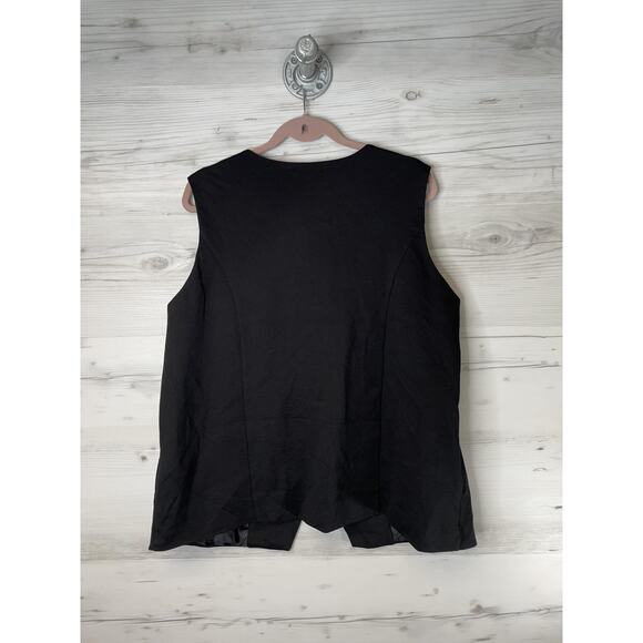 Rachel Zoe Vest Womens 1X Black Gold Button Longline Sleeveless Pockets Plus - Picture 7 of 7